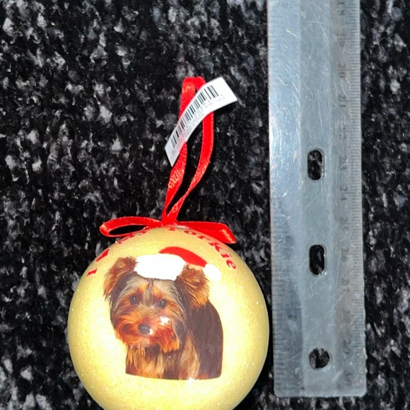 NEW I Love My Yorkie  Christmas Ornament Ball Santa Hat Dog - Picture 2 of 3